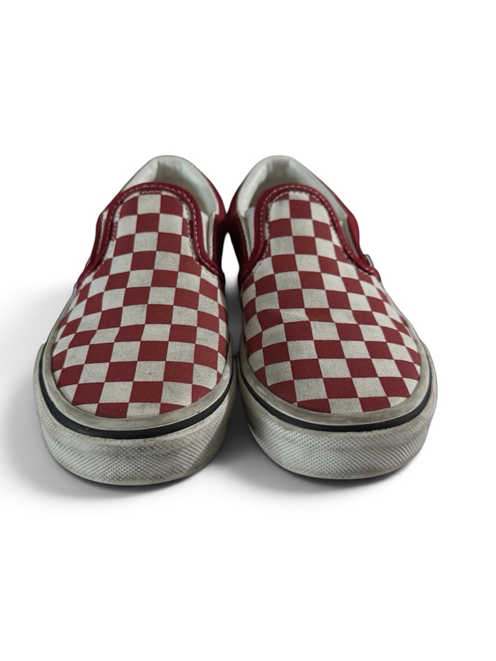 Vans Kids Red and White Checkerboard Slip-On Sneaker Shoe